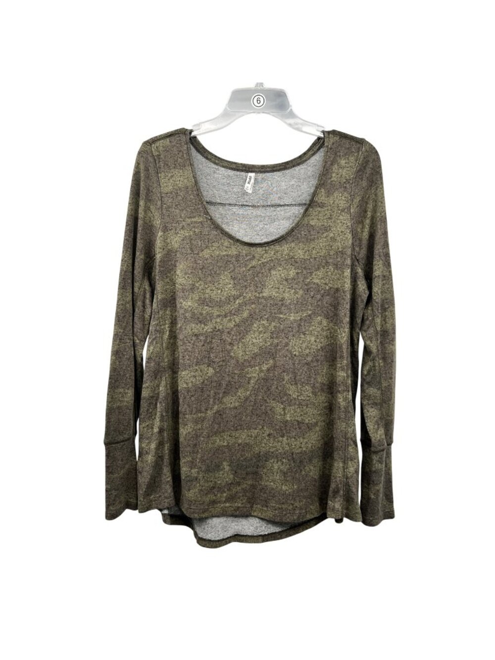 Mudd Camouflage Pullover Top Long Sleeve Green Womens Size Medium